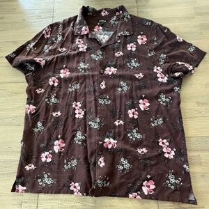 Mens Super Soft Floral Button Down Casual Shirt XL